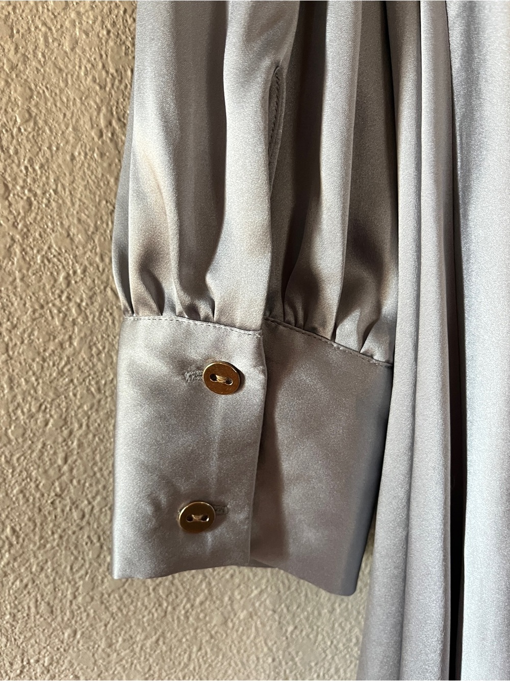 Ann Taylor silk Silver Satin Wrap Mini Dress - Picture 8 of 8